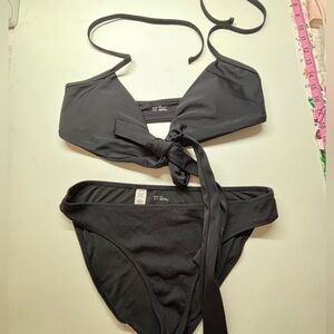 🖤 Aerie Ribbed Tie-Front Bikini Set - 2pc Bundle